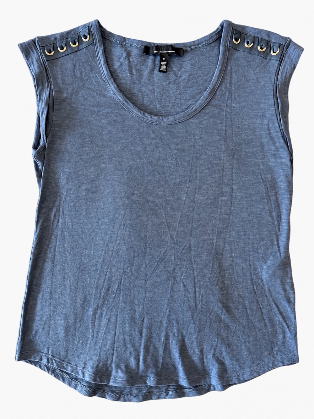 White House Black Market Sleeveless Top Size S Blue Gray Grommet Detail